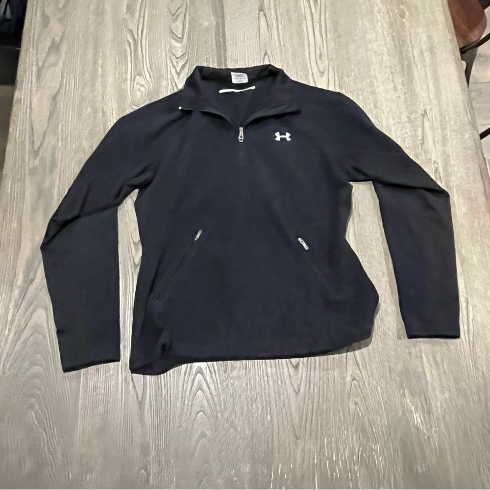 Under Armour Sweatshirt 1/4 Zip Pullover Long Sleeve Chest Logo Black Medium